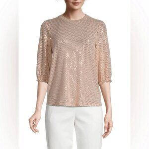 Nanette Lepore Blush Pink Sequin Top. Size S.